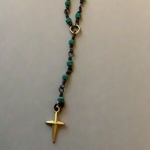 Turquoise & Gold Necklace 16 inch